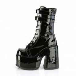 DEMONIA Camel-250 Black Patent Goth Calf Chunky 5