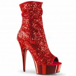 Discontinued PLEASER Delight-1008SQ Sequins Chrome Club Burlesque Ankle Calf Boots Heels 4-11