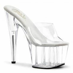 PLEASER Adore-701 Black White Clear Slides Mules Pole Dancer Platforms 7