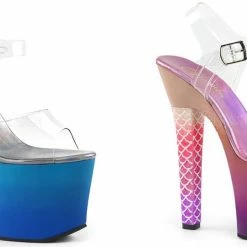 PLEASER ARIEL-708OMBRE Mermaid Scales Stripper Pole Dance Club Platform 7" Heels