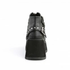 Boots DEMONIA Scene-30 Goth Rocker Skull Zip Studded Buckles Strap Platform Ankle Boot