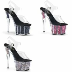 PLEASER Adore-708CG Confetti Glitter 7" Stripper Club Clubwear Platforms Heels