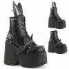 DEMONIA Camel-202 Interchangeable Cat / Bunny Ears Goth Platforms Ankle Boots