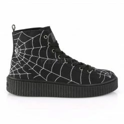 Mens/Unisex DEMONIA Sneeker-250 Men's Mens Unisex Goth Spider Web High Top Creeper Sneakers