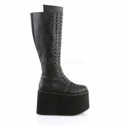DEMONIA Rot-13 Embossed Pyramid Stud Front Goth Alternative Women's Knee Boots