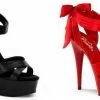 PLEASER Delight-668 Gorgeous Black Red Satin Wedding Dance Dress Platform Heels