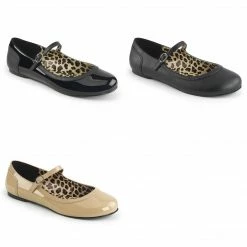 PLEASER PINK LABEL Anna-02 Black Cream Mary Janes Buckle Flats Drag Womens 8-15