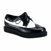 Mens/Unisex DEMONIA Creeper-608 Black White Leather Dress Oxford Creeper Men's Unisex Shoes