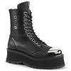 Mens/Unisex DEMONIA Gravedigger-10 Metal Toe Cap Goth Back Zip Men's Unisex Calf Ankle Boots
