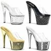 PLEASER Stardust-701 Chrome Rhinestones Stripper Pole Dancer Platforms 7" Heels