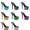 PLEASER Adore-708MSLG Holographic Glitter Mermaid Scales 7" Club Platforms Heels