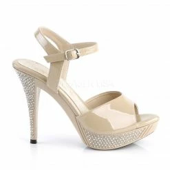FABULICIOUS Elegant-409 Cream White Rhinestones Party Dress Wedding Heels