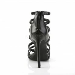 PLEASER Sexy-15 Black Faux Leather Party Dress Strappy Cage Sandals 5
