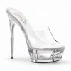 PLEASER Eclipse-601 Clear See Through Cut Out Platforms Slides Mules 6.5" Heels