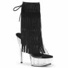 PLEASER Delight-1017TF 4-Layer Threaded Fringe Open Toe Back Ankle Boots Heels