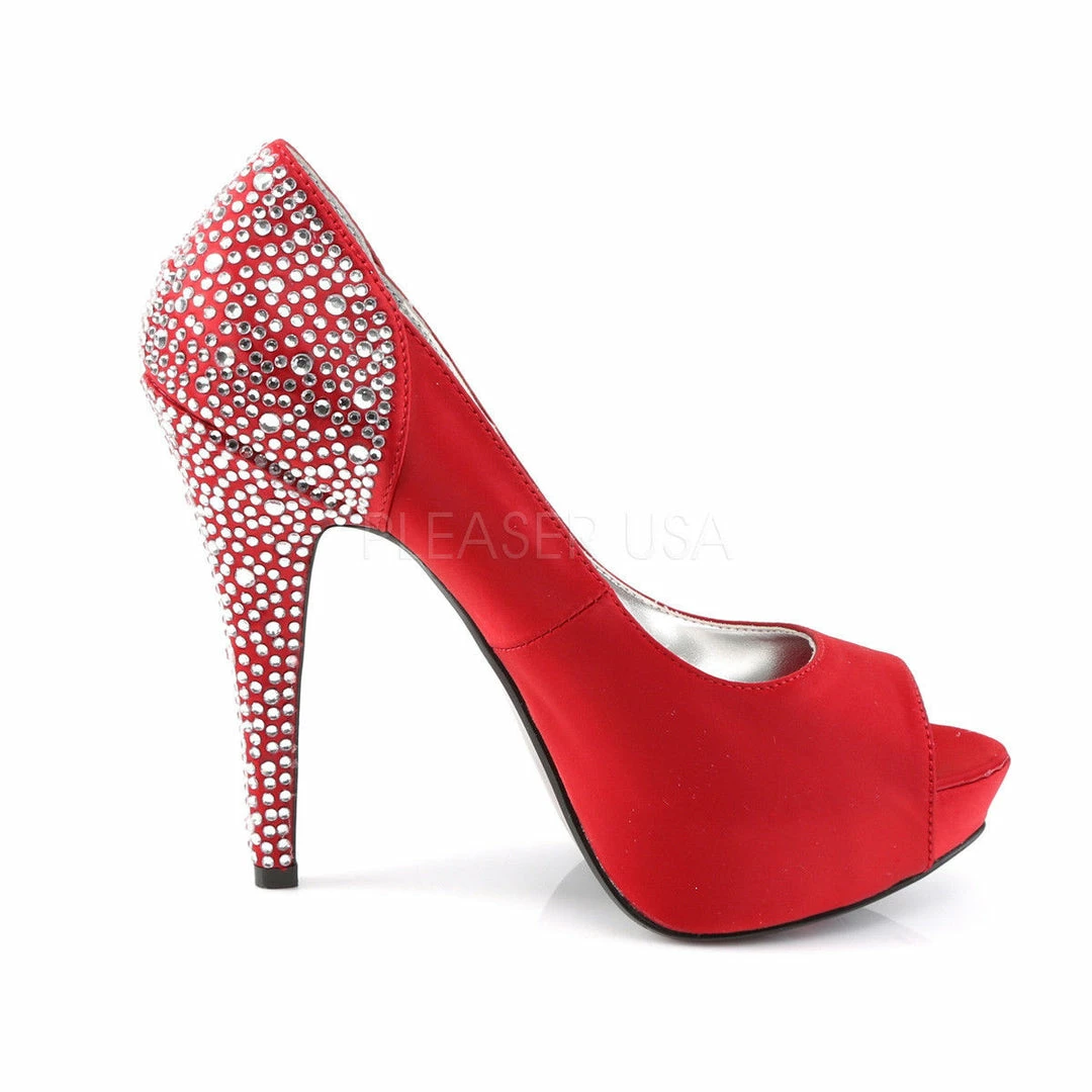 FABULICIOUS Lolita-08 Blue Red Satin Rhinestone Wedding Dress Formal Heels Pumps