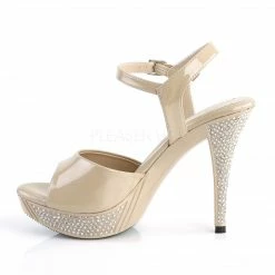 FABULICIOUS Elegant-409 Cream White Rhinestones Party Dress Wedding Heels