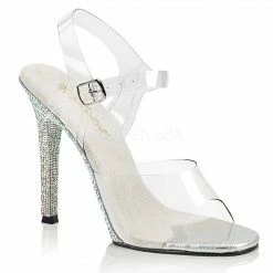 FABULICIOUS Gala-08DM Clear Rhinestones Dress Wedding Ankle Straps 4.5" Heels