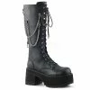DEMONIA Ranger-303 Chain Strap Goth Punk Men's Unisex Combat Platform Knee Boots