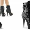 PLEASER Delight-1033 Black Wrap Around Buckle Straps Goth Fetish 6" Ankle Boots