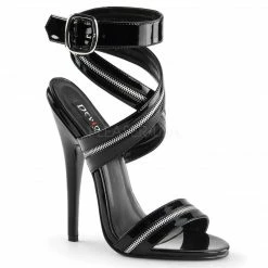 DEVIOUS Domina-119 Black Zipper Straps Party Fetish Drag 6" Heels Women's 4-15
