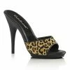 FABULICIOUS Poise-501FUR Leopard Print Fur Sexy Slides Mules Sandals 5" Heels