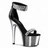 PLEASER Adore-769RS Rhinestones Mirrors Chrome Dancer Club Cuff Platform Heels
