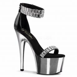 PLEASER Adore-769RS Rhinestones Mirrors Chrome Dancer Club Cuff Platform Heels