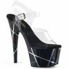 PLEASER Adore-708BMC Foil Streamer 7" Stripper Club Ankle Strap Platforms Heel Heels