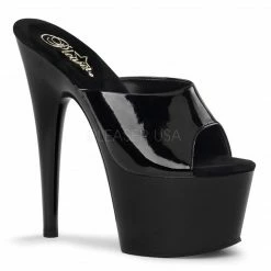 PLEASER Adore-701 Black White Clear Slides Mules Pole Dancer Platforms 7" Heels