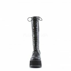 DEMONIA Ranger-302 Goth Punk Men's Unisex Combat Lace Up Zip Platform Knee Boots