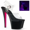 PLEASER Sky-308TT UV Reactive Stripper Pole Dancer Club Platforms 7" Heels 5-14