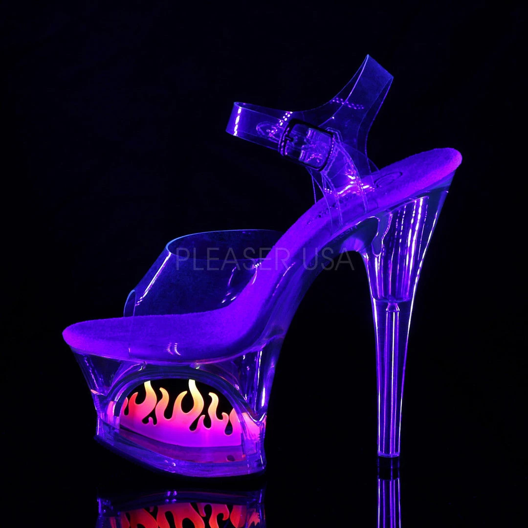 PLEASER Moon-708FLM Ombre Flames Fire Stripper Dancer Club Platforms 7" Heels