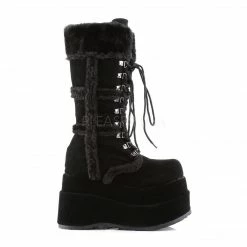 DEMONIA Bear-202 Black Vegan Suede Goth Barbarian Viking Cosplay Winter Boots