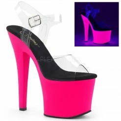 PLEASER Radiant-708UV Neon UV Blacklight Reactive Stripper Dancer Club 7" Heels