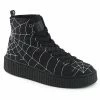 Mens/Unisex DEMONIA Sneeker-250 Men's Mens Unisex Goth Spider Web High Top Creeper Sneakers