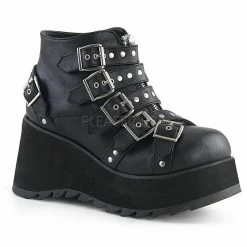 Boots DEMONIA Scene-30 Goth Rocker Skull Zip Studded Buckles Strap Platform Ankle Boot