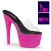 PLEASER Adore-701UVG Neon Pink Glitter UV Reactive Platforms Dancer Club 7" Heel Heels