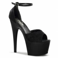 PLEASER ADORE-768 Black Lace Dress Party D'Orsay Club Strap Platforms 7" Heels