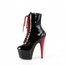 PLEASER Adore-1020 Black & Red Lace Up Zip Dancer Ankle 7