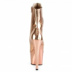 PLEASER Adore-1020 Rose Gold Metallic Chrome Lace Up Zip 7