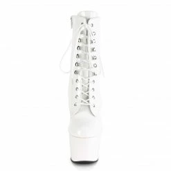 PLEASER Adore-1020 White Patent Lace Up Zip Ankle Calf 7