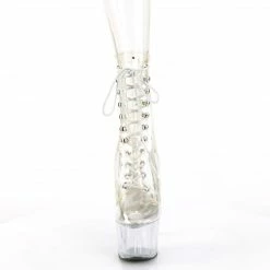 A Shoe Addiction PLEASER Adore-1020C-2 Clear Sequins Glitter See Through Pole Dancer 7" Boots