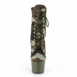 PLEASER Adore-1020CAMO Green Camouflage Pole Dance Ankle Calf 7" Platform Boots