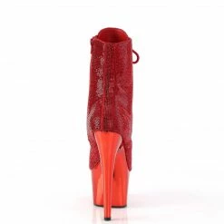 PLEASER Adore-1020CHRS Red Rhinestone Chrome Burlesque Ankle Platform 7