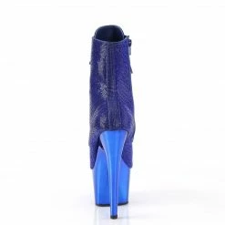 PLEASER Adore-1020CHRS Blue Rhinestone Chrome Burlesque Ankle Platform 7