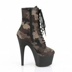 A Shoe Addiction PLEASER Adore-1020CM Green Camouflage Mesh Pole Dancer Ankle 7