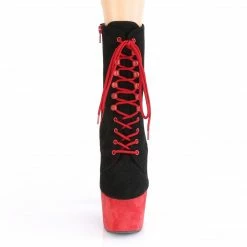 A Shoe Addiction PLEASER Adore-1020FSTT Red Black Faux Suede Exotic Pole Dancer 7