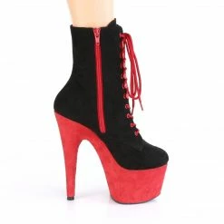 A Shoe Addiction PLEASER Adore-1020FSTT Red Black Faux Suede Exotic Pole Dancer 7