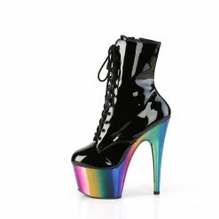PLEASER Adore-1020RC Black Rainbow Chrome Pole Dancer Ankle Platform 7